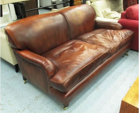 SOFA, Howard style, brown patinated leather, from Leather Chairs of Bath, 167cm W x 85cm H x 94cm D.