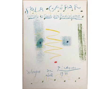 PABLO PICASSO 'Sala Gaspar, Barcelona', original lithograph on offset paper, 70cm x 50cm, framed and glazed.