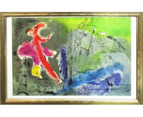 MARC CHAGALL 'Vision of Paris', original lithograph, 1952, ref: M81, 35cm x 52cm, framed and glazed.