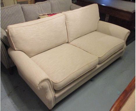 SOFA, 20th century designed by Arne Norell, produced by OPE Sweden, newly upholstered in an oatmeal fabric, 180cm L x 78cm H.