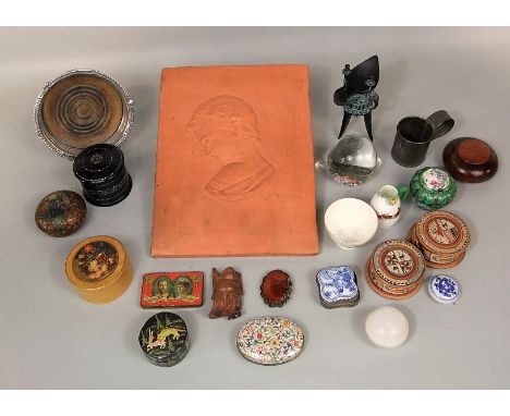 A 19th century terracotta relief moulded plaque with profile portrait of a sleeping child and with incised signature AG Atkin