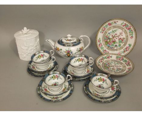 A collection of Aynsley tea wares comprising tea pot, six cups, six saucers and five tea plates, together with a Victorian wh