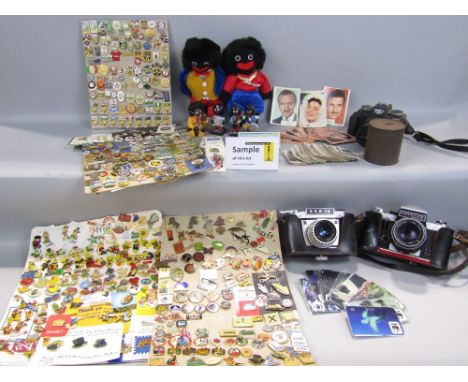 A collection of miscellaneous items to include a box containing a large quantity of enamel and other pin badges, collection o