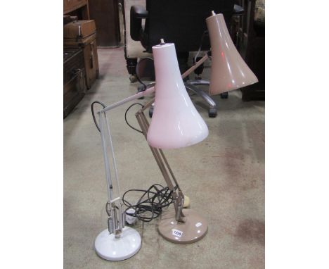 Two anglepoise Lighting Ltd 90 table lamps with circular domed platform bases (slight variant in size and colourway)