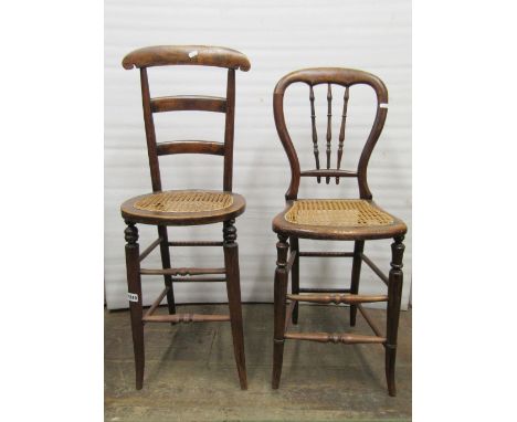 A regency beechwood child's correction chair, in beechwood with simulated rosewood finish, with ladder back and cane panel se