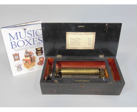 19th century music box by Paillard Vaurucher Fils, playing on six airs, within a rosewood case, 42cm wide; together with a fu