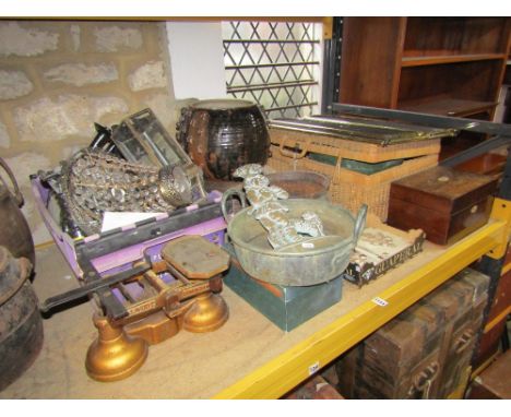 One lot of miscellaneous items to include a 19th century rosewood veneered ladies vanity box with hinged lid and partially se