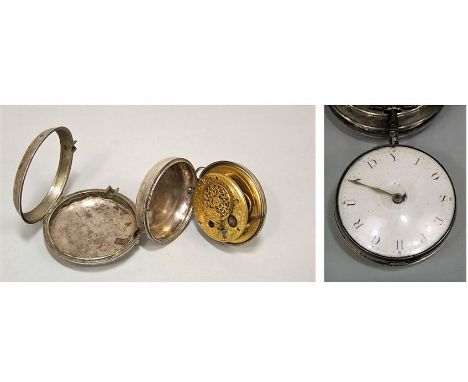 Interesting early 19th century silver fusee pocket watch by Joseph Grundy, the enamel dial with Joseph Grundy inscribed inste