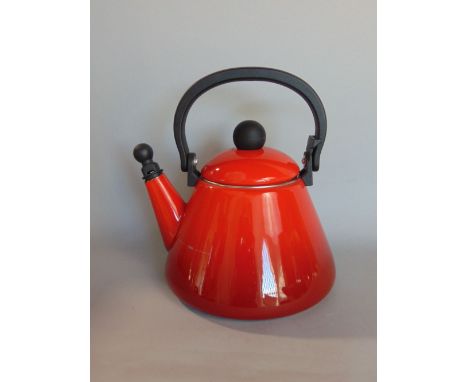 Le Creuset enamel whistling kettle, with flambe red finish, 24 cm high