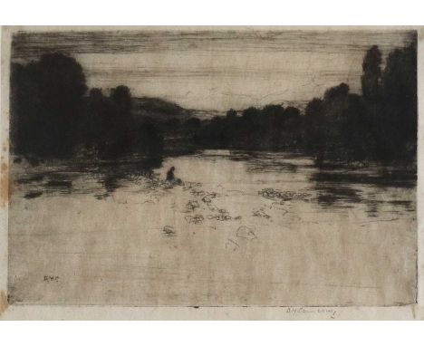 Sir David Young Cameron RA (1865-1945) ScottishLoch viewSigned etching, 11cm by 15cm; together with Joseph Pighills (1902-199