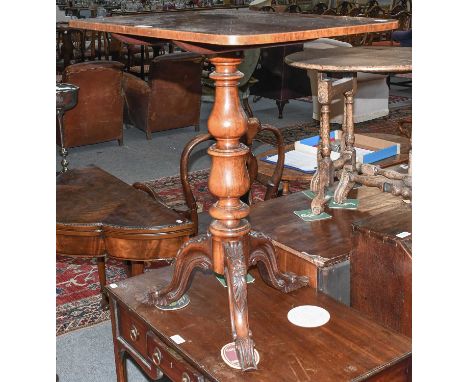A Victorian Rosewood Tilt-Top Tripod Table, with turned supports, 61cm by 48cm by 74cm
