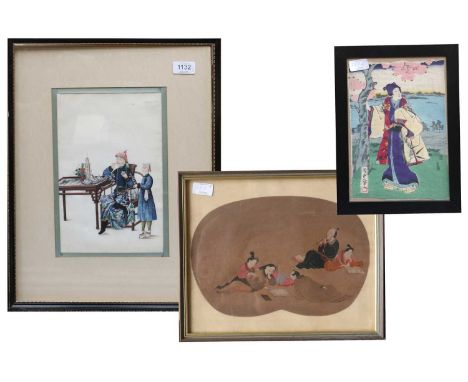 Framed Chinese Pith Painting Watercolour of A Dignitary - 19thC Framed Chinese Pith Painting Watercolour of A Dignitary - 19thC