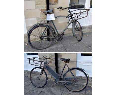 A Vintage Bicycle, green painted and with Dunlop saddle, together with a similar ladies example (2)