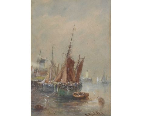 R Malcolm Lloyd (1855-1945) "Awaiting the Tide" Signed, watercolour; together with a futher coastal watercolour in the manner