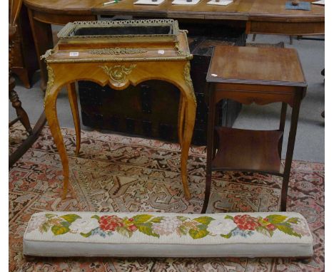 A 19th Century French Strung and Crossbanded Kingwood Jardiniere Table, with gilt metal mounts, 67cm by 48cm by 81cm, togethe