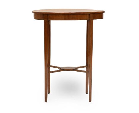 A George III Satinwood Banded Oval Lamp Table, 55cm by 37cm by 70cm