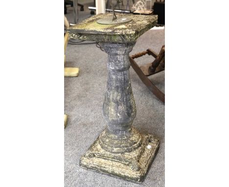 A Weathered Composition Sundial on Pedestal, 69cm high