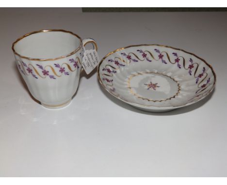 A New Hall fluted coffee cup and saucer – early pattern 90