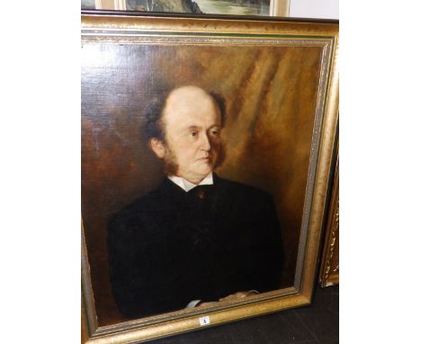 A late 19th/early 20thC oil portrait – Gentleman in black – re-lined