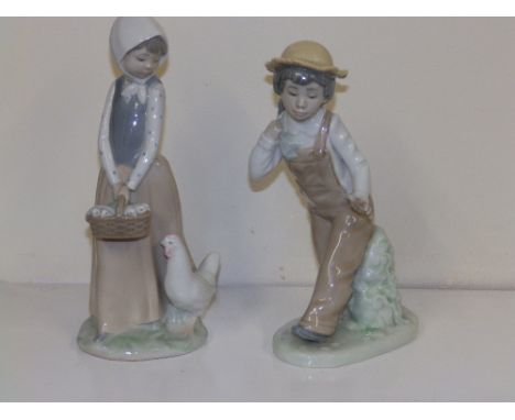 Two Nao figures – Boy & Girl with chicks