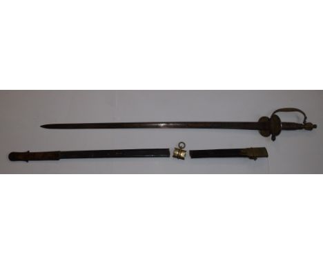 A 1796 pattern Infantry Officer's sword – blade &amp; leather scabbard a/f