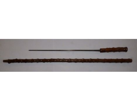 A knurled wood sword stick