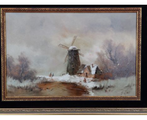 Jan Van Hessell – pair of oils on board – Dutch winter scenes