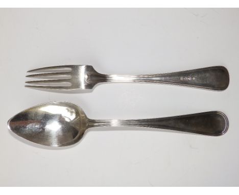 A foreign silver knife & fork (2)