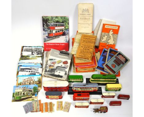A quantity of assorted Ordnance Survey maps, Four Bartholomew cloth maps, a collection of ?The Modern Tramway ? booklets, cir