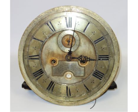George III longcase clock movement with a circular brass dial inscribed IOHN Ward, Richmond, with verse and date 1796, second