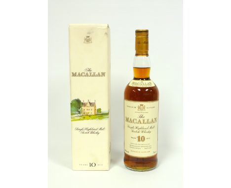 1 bottle Macallan 10 year old single Highland Scotch Whisky matured in Sherry wood, old bottling, in carton. 
