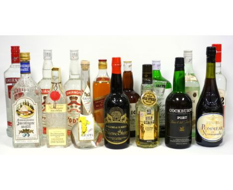 15 bottles of assorted spirits to include 2 x Smirnoff, 1 litre Gordons Gin, 1 litre Smirnoff, 1 litre Bacardi, and individua