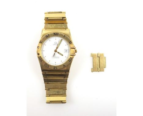 Omega gentlemen?s Constellation Chronometer 18ct yellow gold bracelet watch with a mother-of-pearl circular dial, sweep secon
