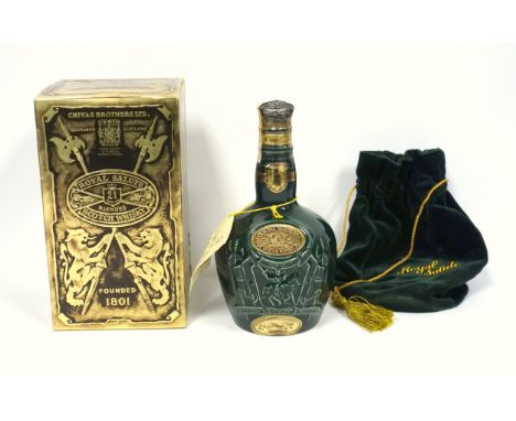 1 bottle Chivas Royal Salute 21 year old Blended Scotch Whisky, with green velvet pouch and boxed. 