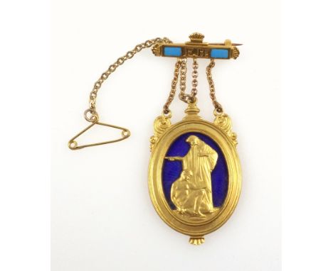 9ct gold and blue enamel Masonic? jewel with clasp ?F.H.?, by RS, Birmingham, 1934, gross, 12.3grs 