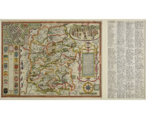 * Wiltshire. Speed (John), Wilshire, published John Sudbury and George Humble [1643], engraved map with near contemporary han