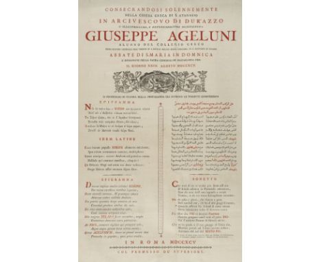 [Melkite Greek Catholic Church] . [Two broadsides commemorating the consecration of Giuseppe (Yusuf) Ageluni as archbishop of