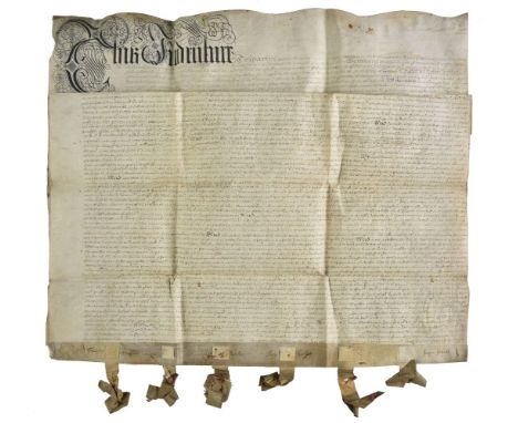 * Evelyn (John &amp; Mary, 1620-1706 &amp; c.1635-1709). Indenture tripartite signed, 2 October 1685, manuscript in brown ink