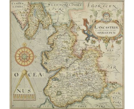 * Lancashire. Saxton (Christopher &amp; Hole G.), Lancastriae comitatus Palatinus olim pars Brigantum, [1637], hand coloured 