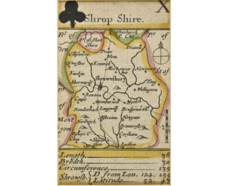 Playing card maps. Redmayne (William). Shrop-Shire, circa 1677, uncoloured engraved playing card of the Jack of Spades with d