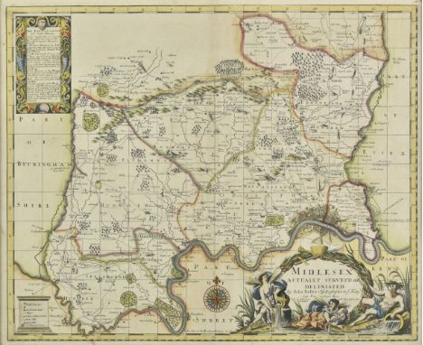 * Middlesex. Seller (John), Midlesex actually Surveyd and Deliniated, sold by Philip Lea, circa 1695, hand coloured reticulat