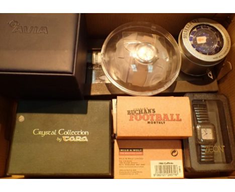 Box of mixed watches and boxed cufflinks