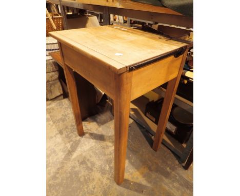 Mid century school desk with inkwell holder and pan ledge 