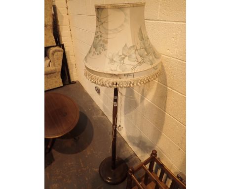 Walnut standard lamp with shade