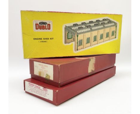 Hornby Dublo - 5005 Engine Shed Kit (2-Road), in pictorial box; 5006 Engine Shed Extension Kit with 1575 Lighting Kit, both b