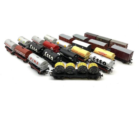 Hornby Dublo - twenty-one re-painted wagons including tank wagons for Esso, Pool, Fina, Regent, Shell, Cleveland Discol, Redl