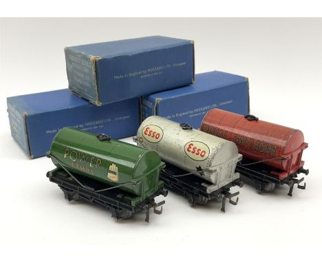 Hornby Dublo - Petrol Tank Wagon D1 'Power Ethyl'; Oil Tank Wagon D1 'Royal Daylight'; and Petrol Tank Wagon D1 'Esso'; all i