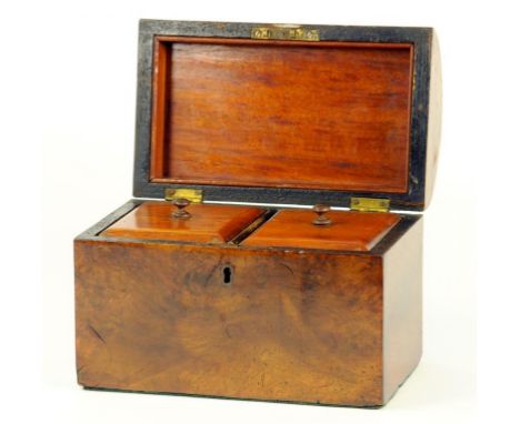 A VICTORIAN WALNUT TEA CADDY 