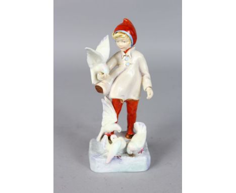 A ROYAL WORCESTER FIGURE, "NOVEMBER". Modelled by F. G. Doughty.  No. 3418.  8.5ins high.