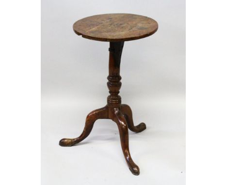 AN 18TH CENTURY COUNTRY MADE CIRCULAR TOP TRIPOD TABLE. 1ft 4ins diameter.